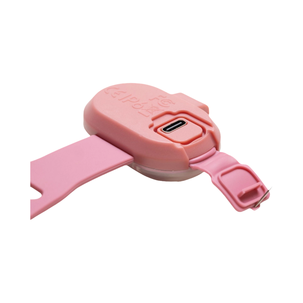 Lampe rose vue de dos avec son attache