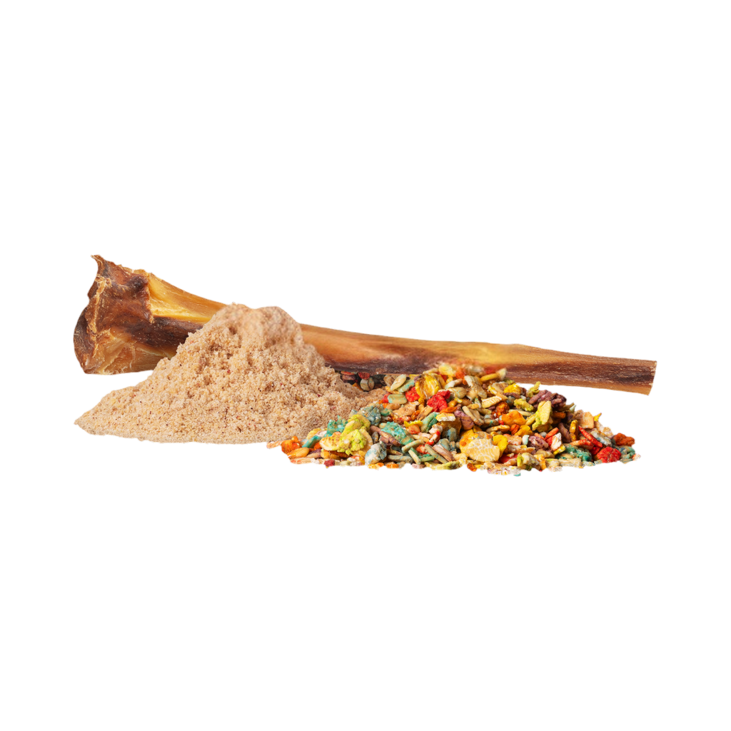 Boîte Ice Cream à côté de la poudre et des morceaux séchés