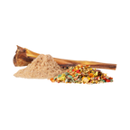 Boîte Ice Cream à côté de la poudre et des morceaux séchés