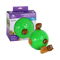 Balle verte, écureuils en peluche et boîte d'emballage violette