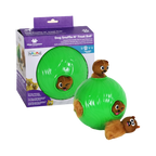 Balle verte, écureuils en peluche et boîte d'emballage violette