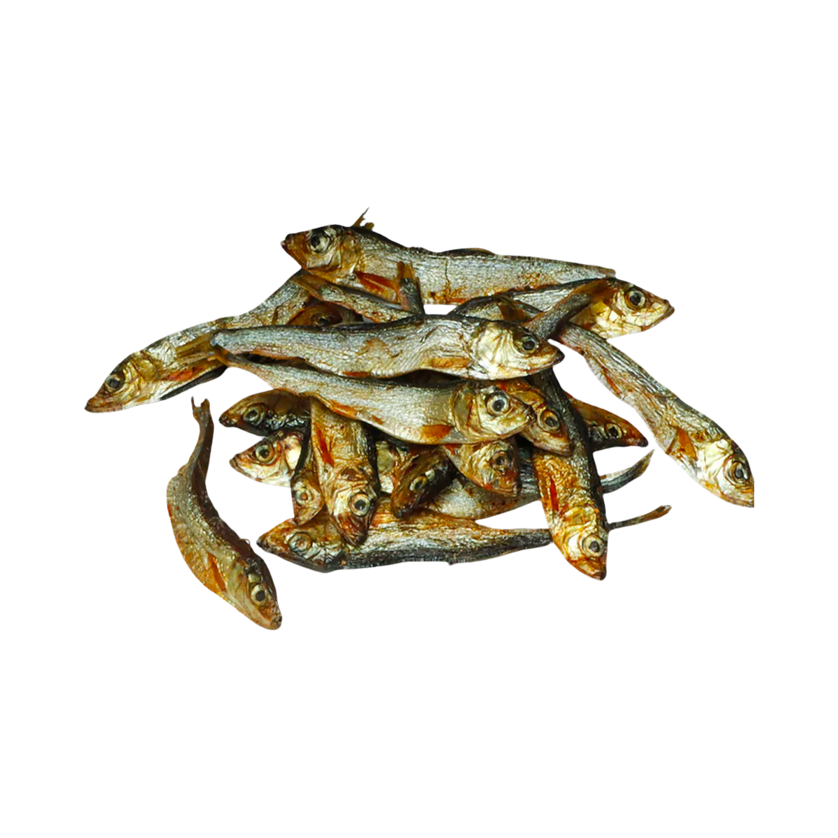 Tas de sprats entiers séchés aux écailles argentées
