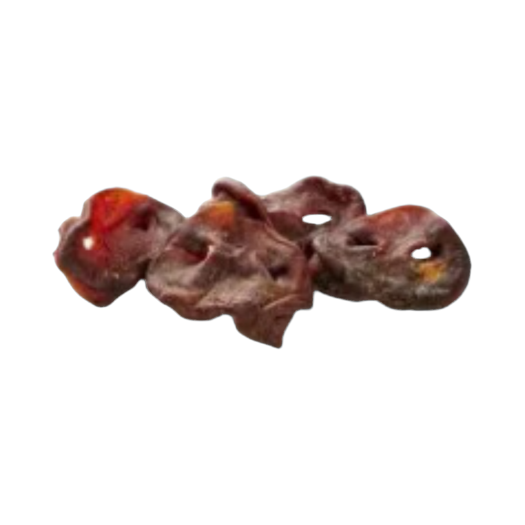 Trois nez de cochon séchés alignés