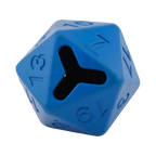 Dé bleu vu de face avec son ouverture en Y