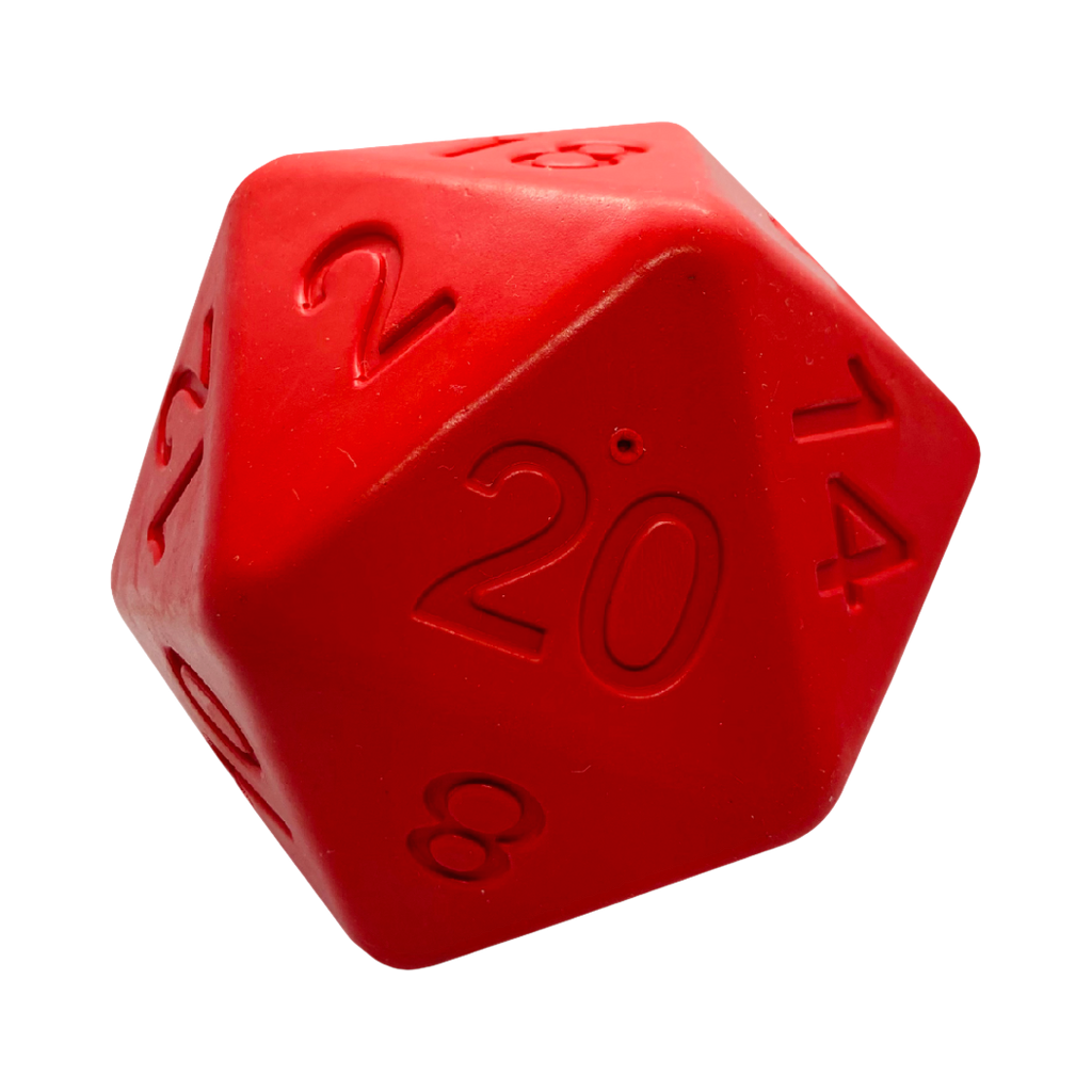 Dé rouge montrant la face numéro 20