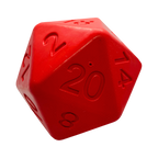 Dé rouge montrant la face numéro 20