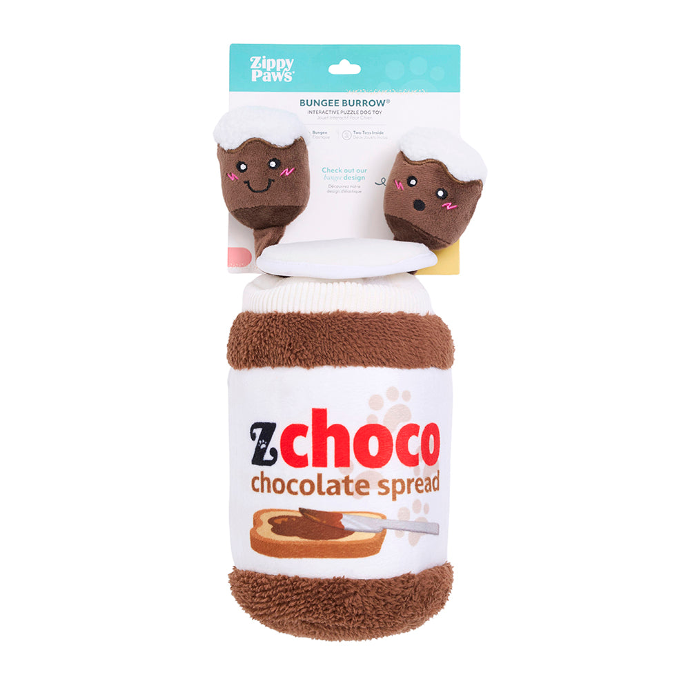 Peluche de fouille ZippyPaws pot de pâte à tartiner avec son étiquette