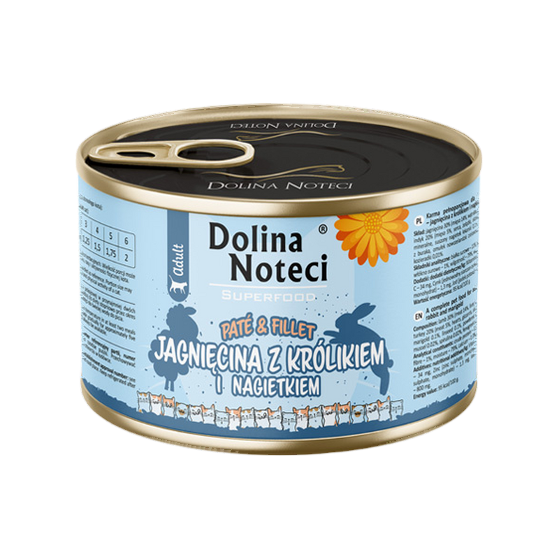 Pâtée pour chat avec morceaux de filet Dolina Noteci – boîte de 185 g