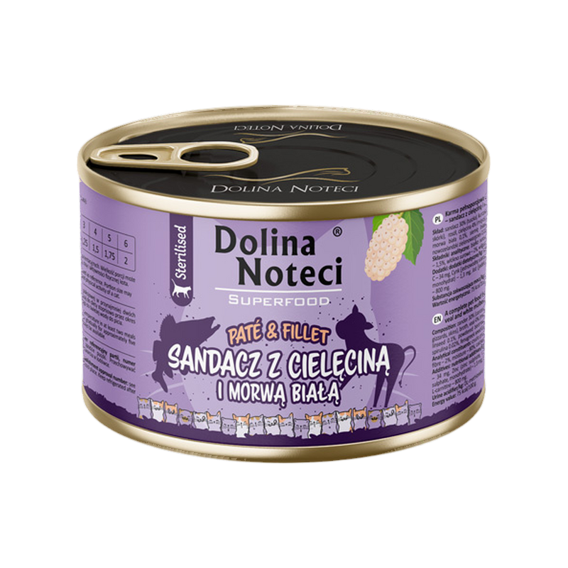 Pâtée pour chat stérilisé avec morceaux Dolina Noteci – boîte de 185 g