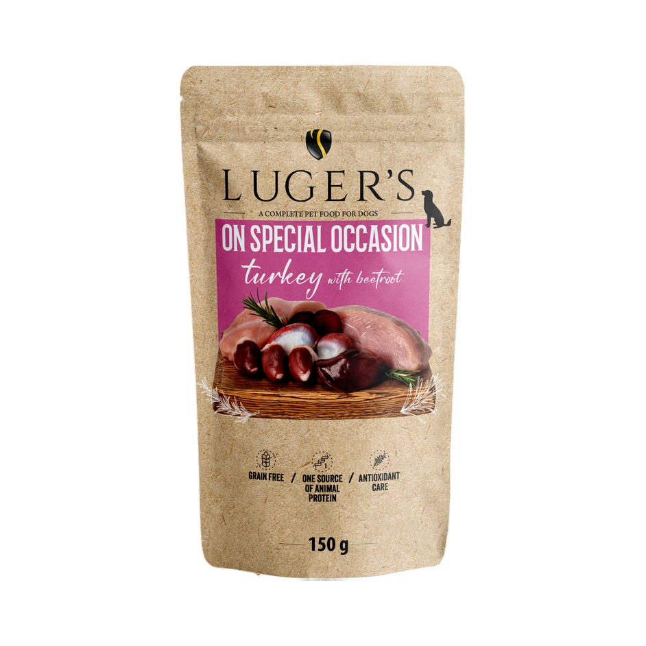Pâtée monoprotéine Luger's On Special Occasion dinde et betterave – sachet 150 g