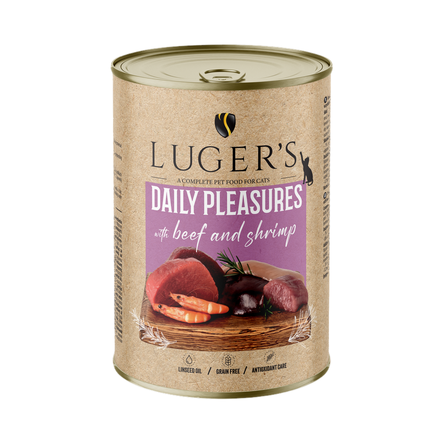 Pâtée pour chat au bœuf et aux crevettes Luger's – boîte de 400 g