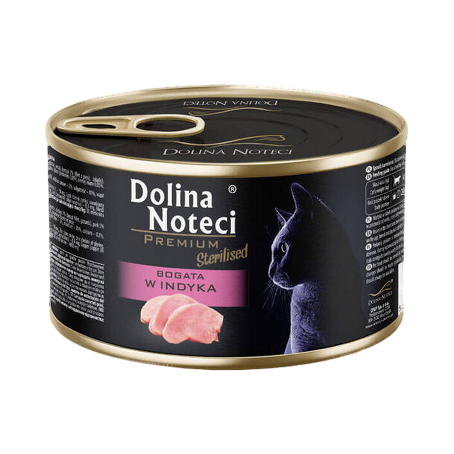 Pâtée pour chat stérilisé à la dinde Dolina Noteci – boîte de 185 g