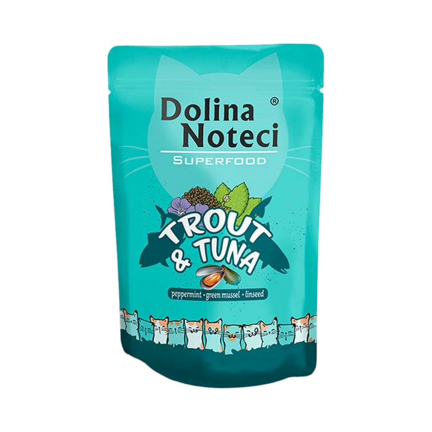Pâtée Superfood pour chat à la truite et au thon Dolina Noteci – sachet de 85 g