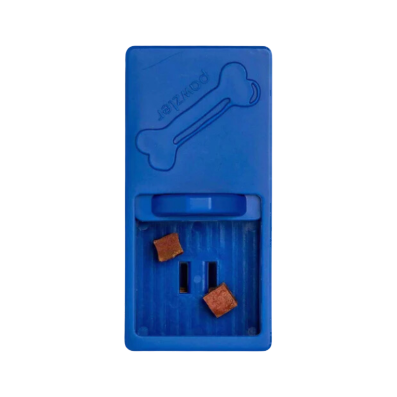 Module bleu roi à tiroir ouvert garni de friandises