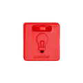 Module rouge fermé avec ampoule gravée et logo pawzler