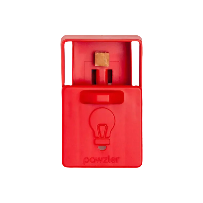 Clapet rouge soulevé révélant une friandise cachée