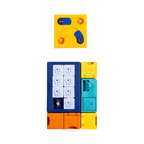Ensemble de pièces bleues, jaunes, orange et turquoise