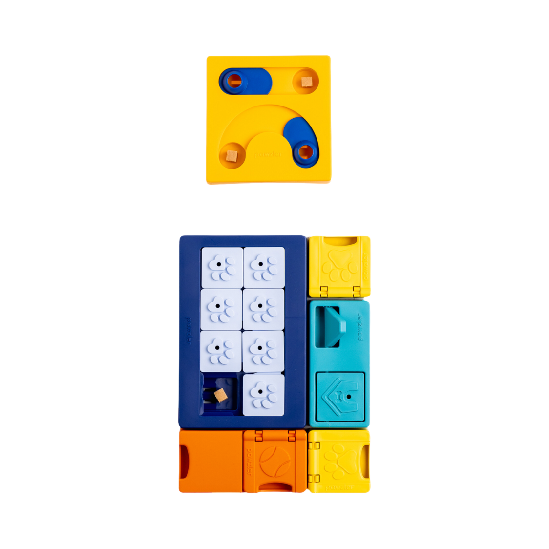 Ensemble de pièces bleues, jaunes, orange et turquoise