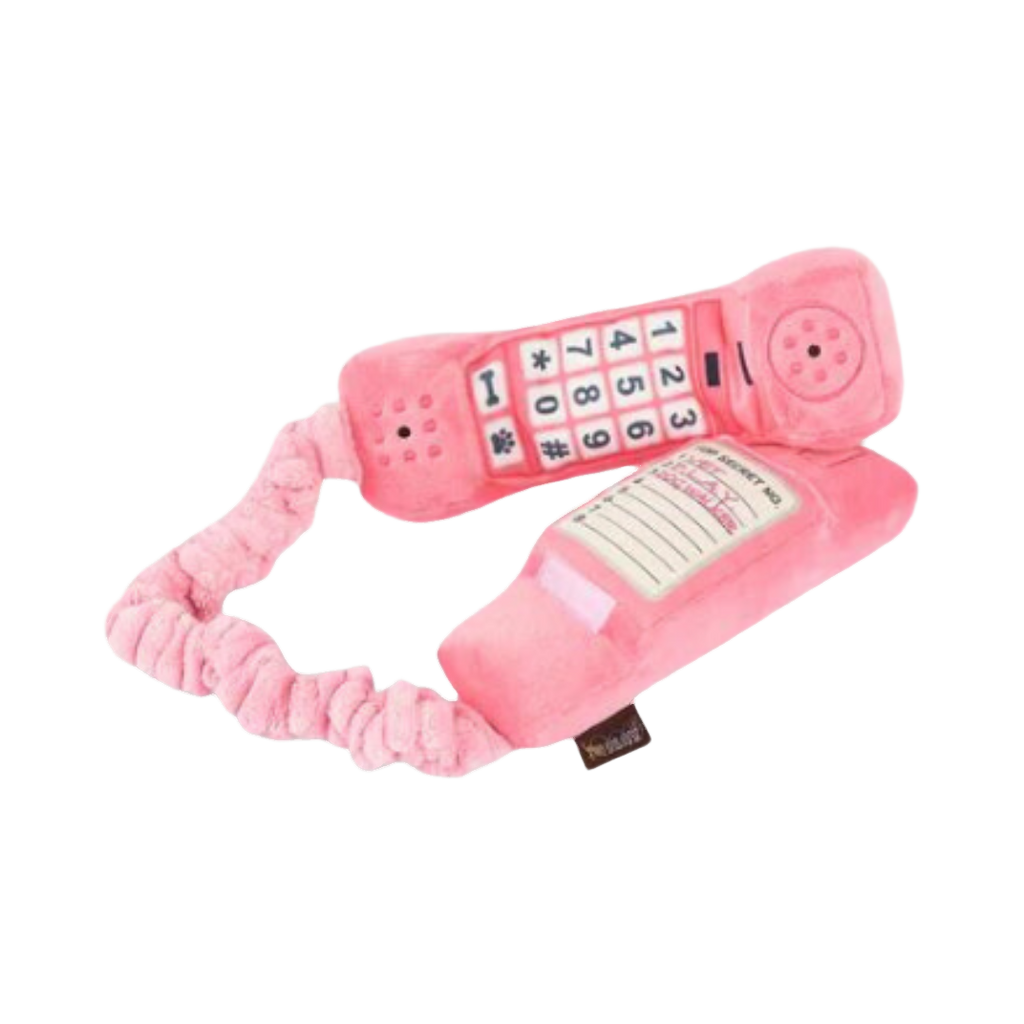 Combiné rose à clavier et cordon torsadé, vu de face