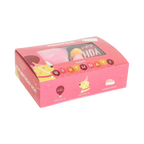 Boîte rose du kit vue en biais