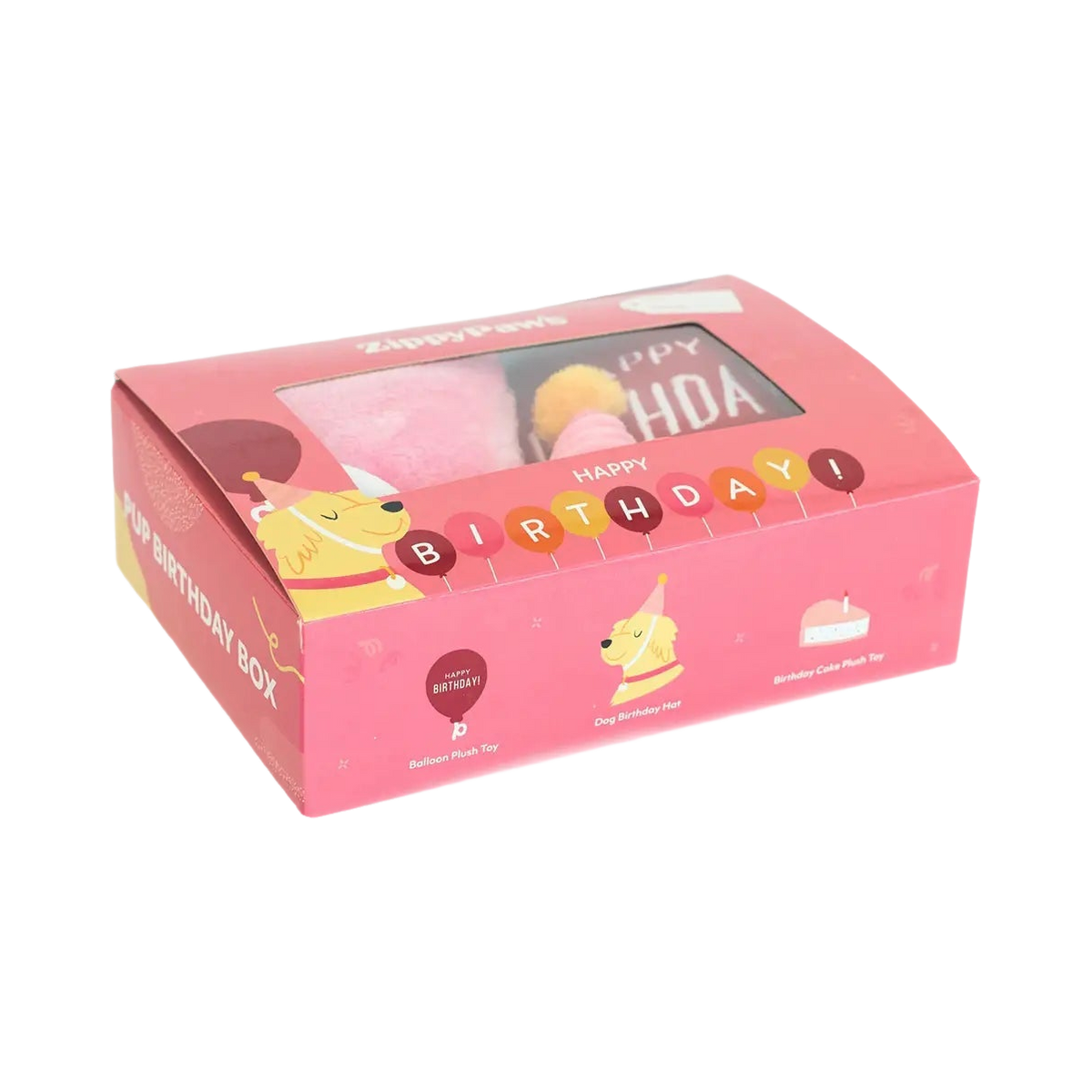 Boîte rose du kit vue en biais