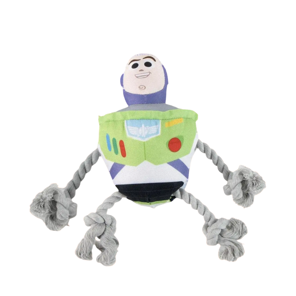 Astronaute violet et vert aux membres en corde grise nouée