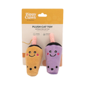 Deux gobelets orange et violet dans leur emballage carton
