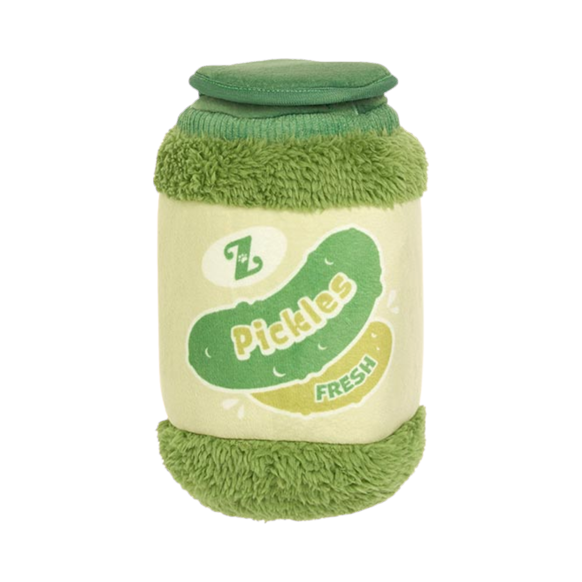 Bocal vert Pickles au couvercle en tissu bouclé