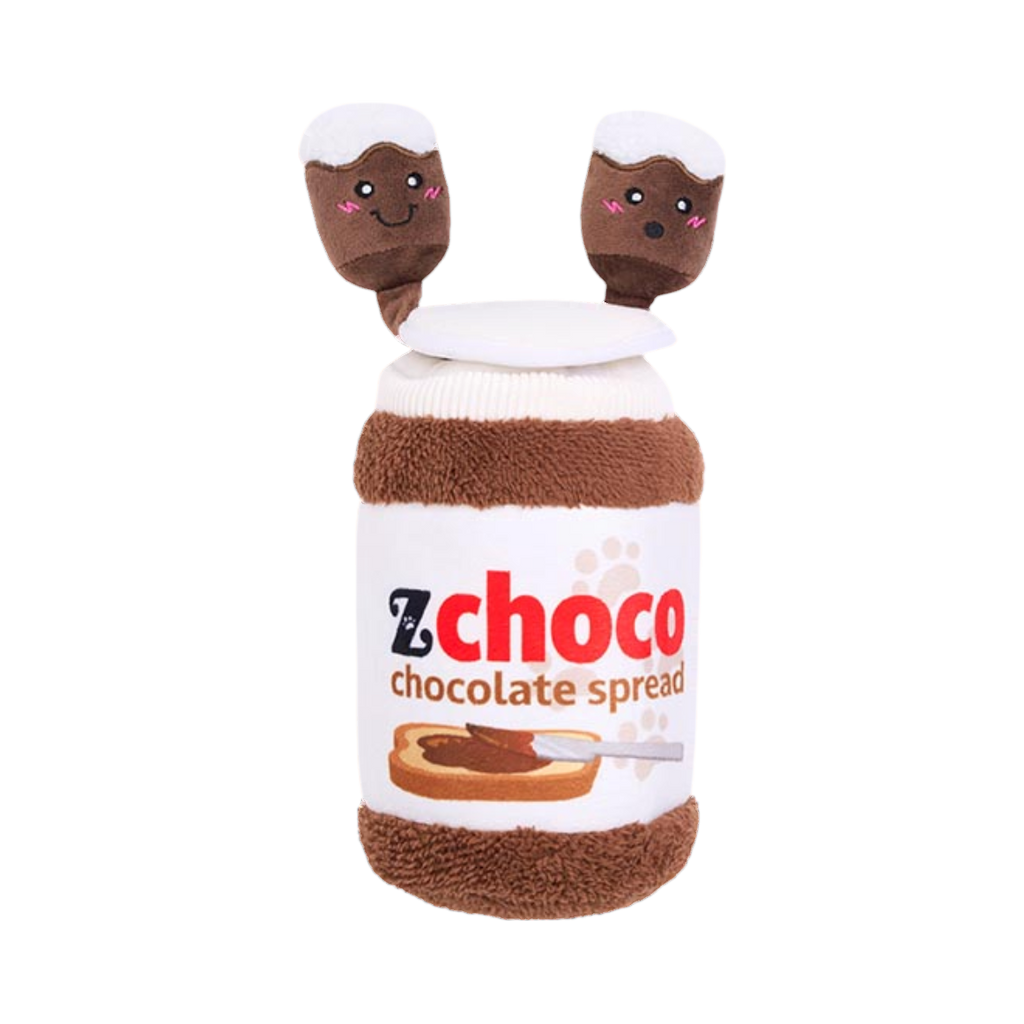 Pot marron zChoco avec deux noisettes sortant du couvercle