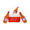 Glacière rouge Just Chill et trois bouteilles orange