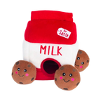 Brique de lait rouge et blanche et ses trois cookies