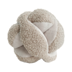 Balle tressée en tissu bouclé beige et velours taupe