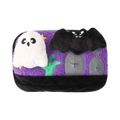 Coussin violet façon cimetière avec deux personnages d'Halloween
