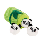 Trois petits pandas souriants alignés