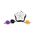 Étoile noire et blanche avec trois araignées colorées