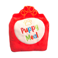 Boîte rouge brodée Puppy Meal avec pattes dorées