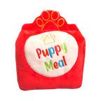 Boîte rouge brodée Puppy Meal avec pattes dorées