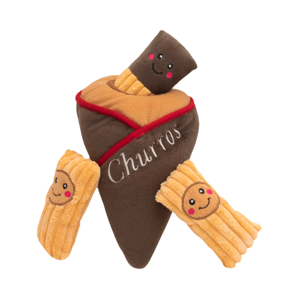 Cornet de churros vu de face, les bâtonnets sortis devant