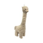Lama beige côtelé au long cou, vu de profil