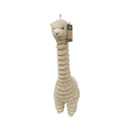Lama beige vu de face avec étiquette cartonnée