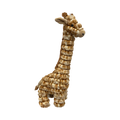 Girafe beige et caramel côtelée, cou tendu, de profil