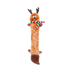 Renne allongé à corps gaufré orange et écharpe rayée