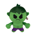 Hulk vert en peluche, sourcils froncés et short violet