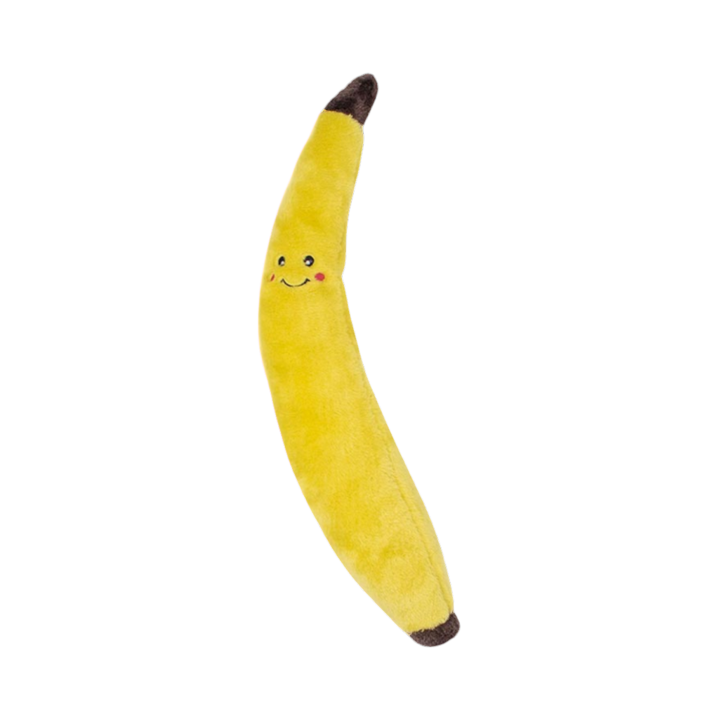 Banane jaune souriante aux extrémités brunes
