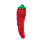 Piment rouge moelleux au visage souriant et tige verte