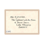 Enveloppe adressée à Mr H. Potter, placard sous l'escalier