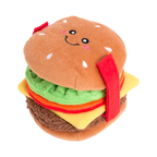 Burger souriant avec salade, cheddar, tomate et steak