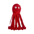 Peluche pieuvre de Noël rouge Gor Reef pour chien – tentacules à pompons et rayures blanches
