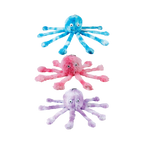 Trois pieuvres bleue, rose et violette aux longues tentacules