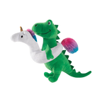 Dinosaure vert sur une bouée licorne arc-en-ciel